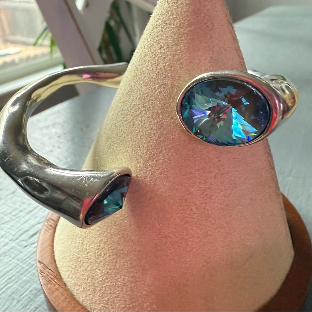 Vidda Spain Silver Plated Swarovski Crystal Hinged Bracelet - Picture 7 of 14
